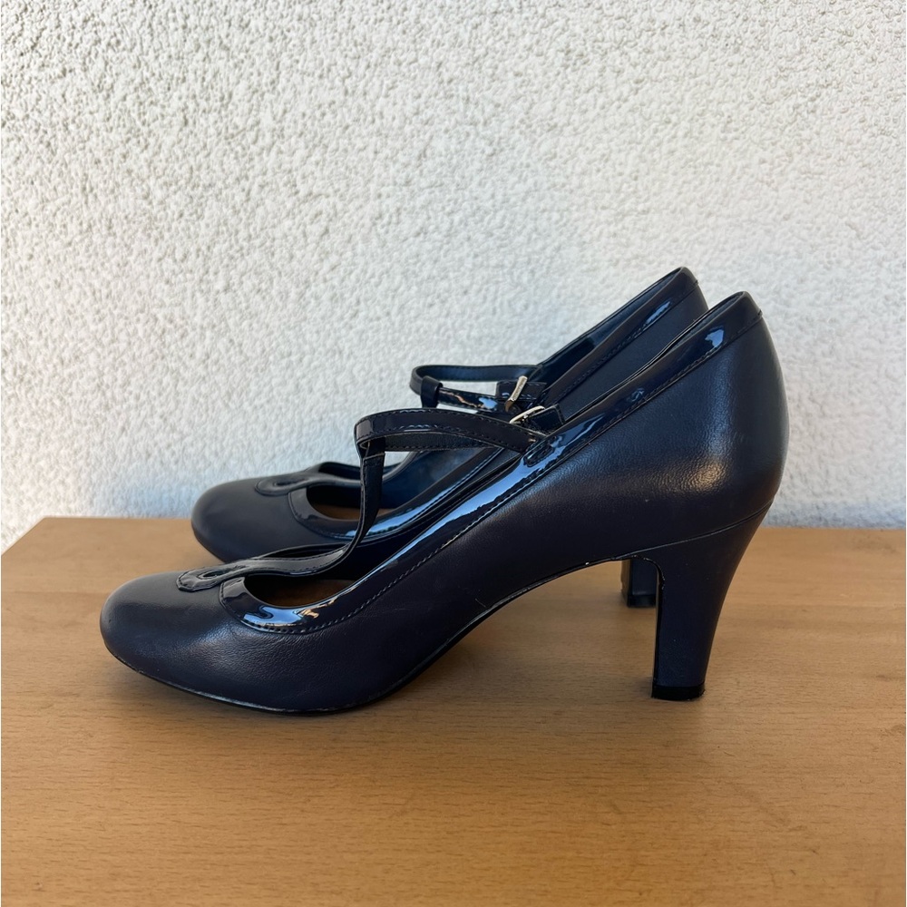 Giani Bernini Navy Blue Varinaa T-Strap Pumps Size 7